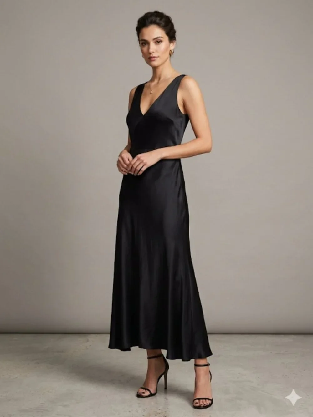 J. Crew Black Silk V-Neck Midi/Maxi Formal Dress - Size 12